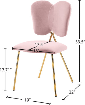 Angel Velvet / Engineered Wood / Iron / Foam Contemporary Pink Velvet Dining Chair - 19" W x 22" D x 33.5" H