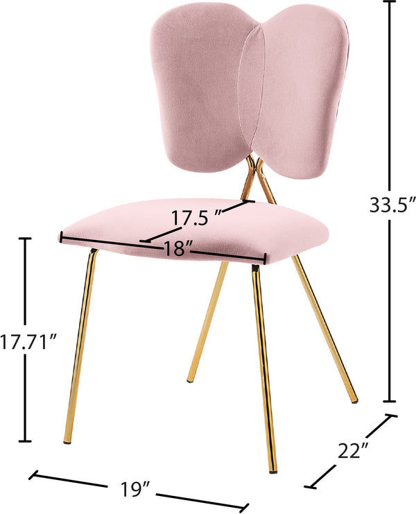 Angel Velvet / Engineered Wood / Iron / Foam Contemporary Pink Velvet Dining Chair - 19" W x 22" D x 33.5" H