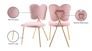 Angel Velvet / Engineered Wood / Iron / Foam Contemporary Pink Velvet Dining Chair - 19" W x 22" D x 33.5" H