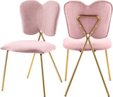 Angel Velvet / Engineered Wood / Iron / Foam Contemporary Pink Velvet Dining Chair - 19" W x 22" D x 33.5" H