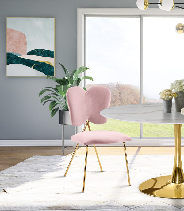 Angel Velvet / Engineered Wood / Iron / Foam Contemporary Pink Velvet Dining Chair - 19" W x 22" D x 33.5" H