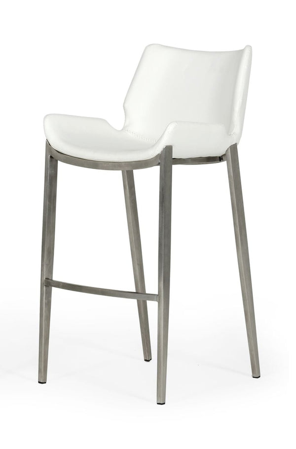 VIG Furniture Modrest Dave - Modern White Leatherette Bar Stool (Set of 2) VGHR5368/B-WHT-BS