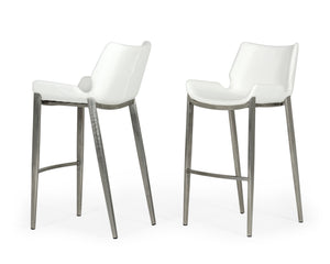 VIG Furniture Modrest Dave - Modern White Leatherette Bar Stool (Set of 2) VGHR5368/B-WHT-BS