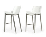 Modrest Dave - Modern White Leatherette Bar Stool (Set of 2)