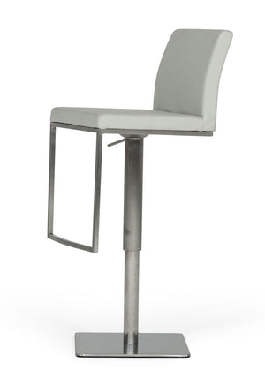 VIG Furniture Modrest Folsum - Modern Light Grey & Brushed Stainless Steel Bar Stool VGHR5040GB-1-LTGRY-BS