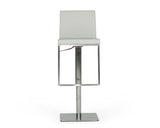 VIG Furniture Modrest Folsum - Modern Light Grey & Brushed Stainless Steel Bar Stool VGHR5040GB-1-LTGRY-BS