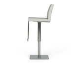 VIG Furniture Modrest Folsum - Modern Light Grey & Brushed Stainless Steel Bar Stool VGHR5040GB-1-LTGRY-BS