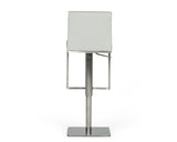 VIG Furniture Modrest Folsum - Modern Light Grey & Brushed Stainless Steel Bar Stool VGHR5040GB-1-LTGRY-BS