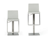 VIG Furniture Modrest Folsum - Modern Light Grey & Brushed Stainless Steel Bar Stool VGHR5040GB-1-LTGRY-BS