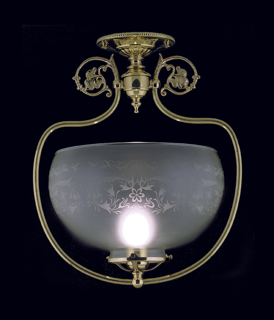 1-Light Polished Brass Chancery Flush / Semi-Flush Mount