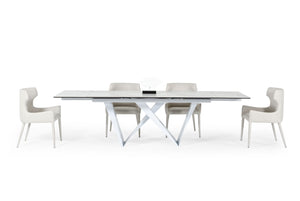 VIG Furniture Modrest Fritz - Modern White Ceramic Dining Table VGNSGD8767-WHT