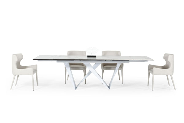 VIG Furniture Modrest Fritz - Modern White Ceramic Dining Table VGNSGD8767-WHT