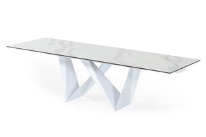 VIG Furniture Modrest Fritz - Modern White Ceramic Dining Table VGNSGD8767-WHT