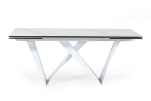 VIG Furniture Modrest Fritz - Modern White Ceramic Dining Table VGNSGD8767-WHT