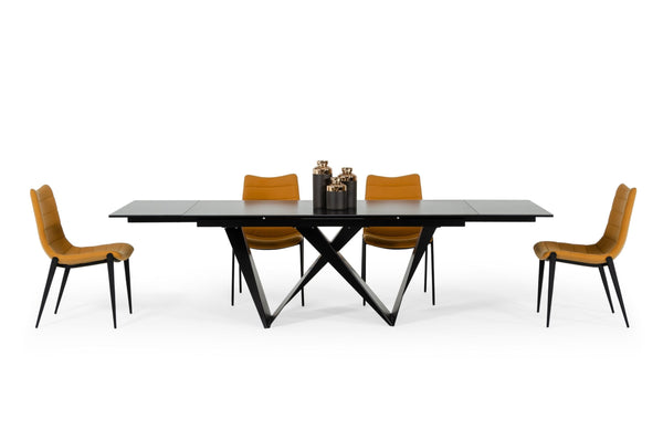 VIG Furniture Modrest Fritz - Modern Black Ceramic Dining Table VGNSGD8767-BLK-DT