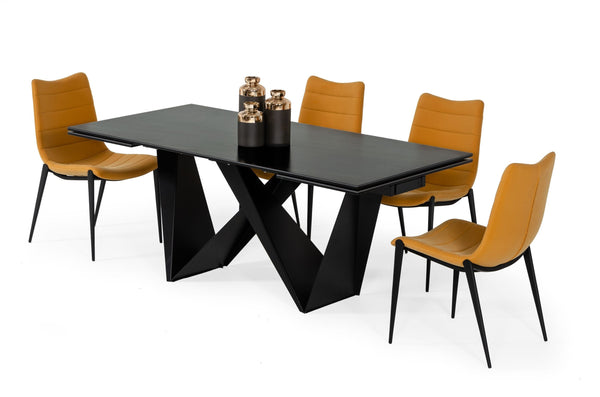VIG Furniture Modrest Fritz - Modern Black Ceramic Dining Table VGNSGD8767-BLK-DT
