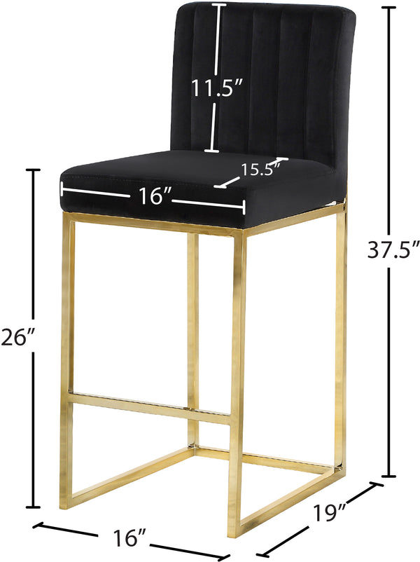 Giselle Velvet / Engineered Wood / Metal / Foam Contemporary Black Velvet Stool - 16" W x 19" D x 37.5" H