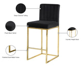 Giselle Velvet / Engineered Wood / Metal / Foam Contemporary Black Velvet Stool - 16" W x 19" D x 37.5" H