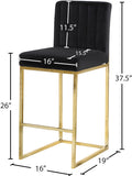 Giselle Velvet / Engineered Wood / Metal / Foam Contemporary Black Velvet Stool - 16" W x 19" D x 37.5" H