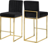 Giselle Velvet / Engineered Wood / Metal / Foam Contemporary Black Velvet Stool - 16" W x 19" D x 37.5" H