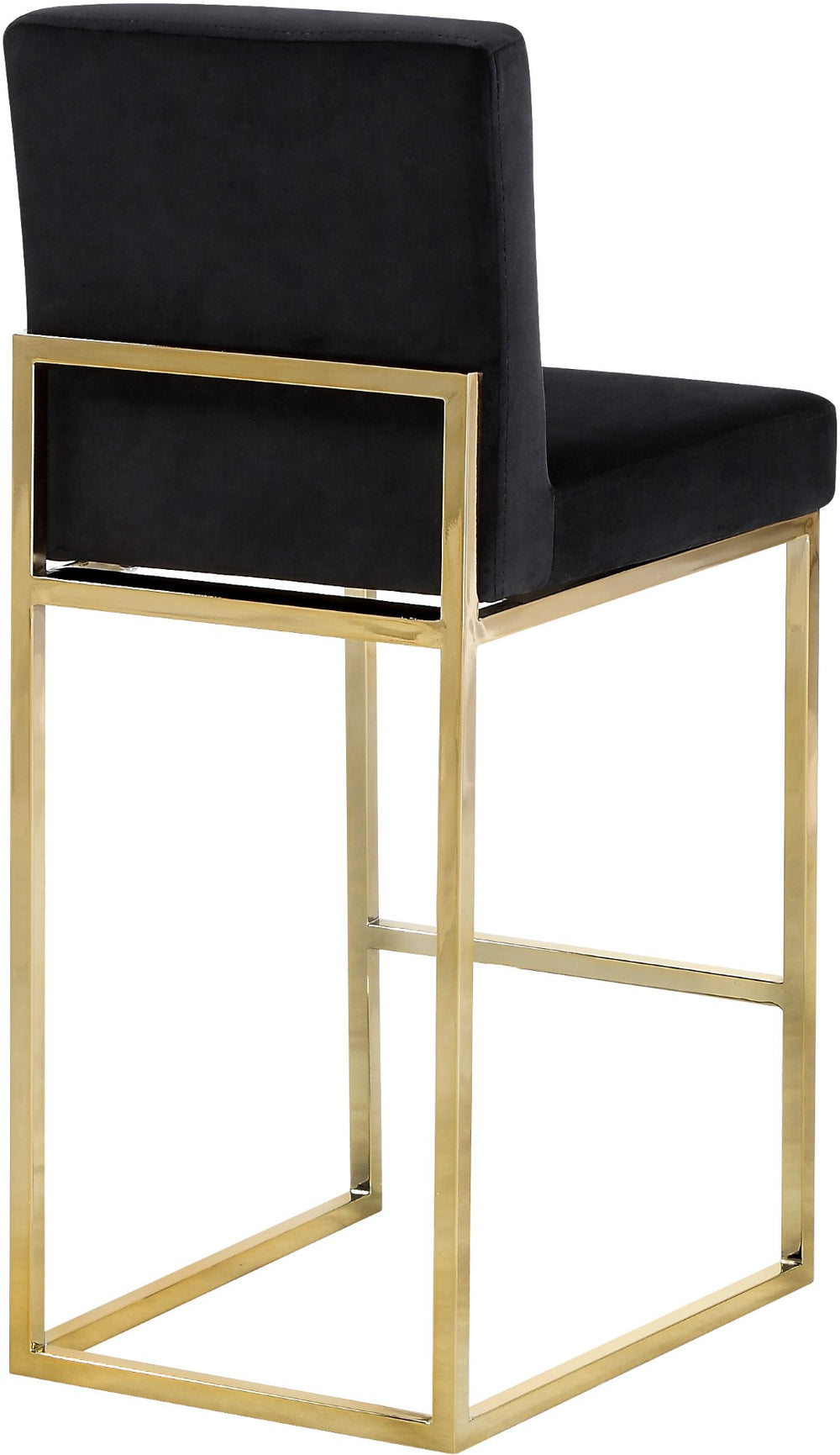 Giselle Velvet / Engineered Wood / Metal / Foam Contemporary Black Velvet Stool - 16" W x 19" D x 37.5" H
