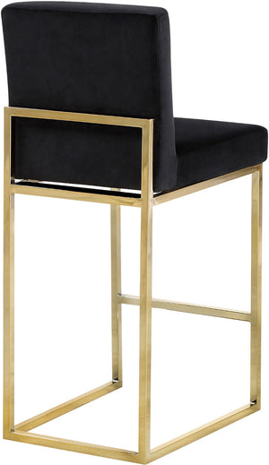 Giselle Velvet / Engineered Wood / Metal / Foam Contemporary Black Velvet Stool - 16" W x 19" D x 37.5" H
