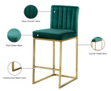 Giselle Velvet / Engineered Wood / Metal / Foam Contemporary Green Velvet Stool - 16" W x 19" D x 37.5" H