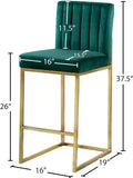 Giselle Velvet / Engineered Wood / Metal / Foam Contemporary Green Velvet Stool - 16" W x 19" D x 37.5" H