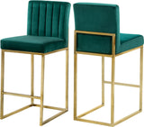 Giselle Velvet / Engineered Wood / Metal / Foam Contemporary Green Velvet Stool - 16" W x 19" D x 37.5" H