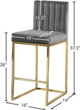 Giselle Velvet / Engineered Wood / Metal / Foam Contemporary Grey Velvet Stool - 16" W x 19" D x 37.5" H