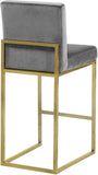 Giselle Velvet / Engineered Wood / Metal / Foam Contemporary Grey Velvet Stool - 16" W x 19" D x 37.5" H