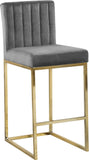 Giselle Velvet / Engineered Wood / Metal / Foam Contemporary Grey Velvet Stool - 16" W x 19" D x 37.5" H