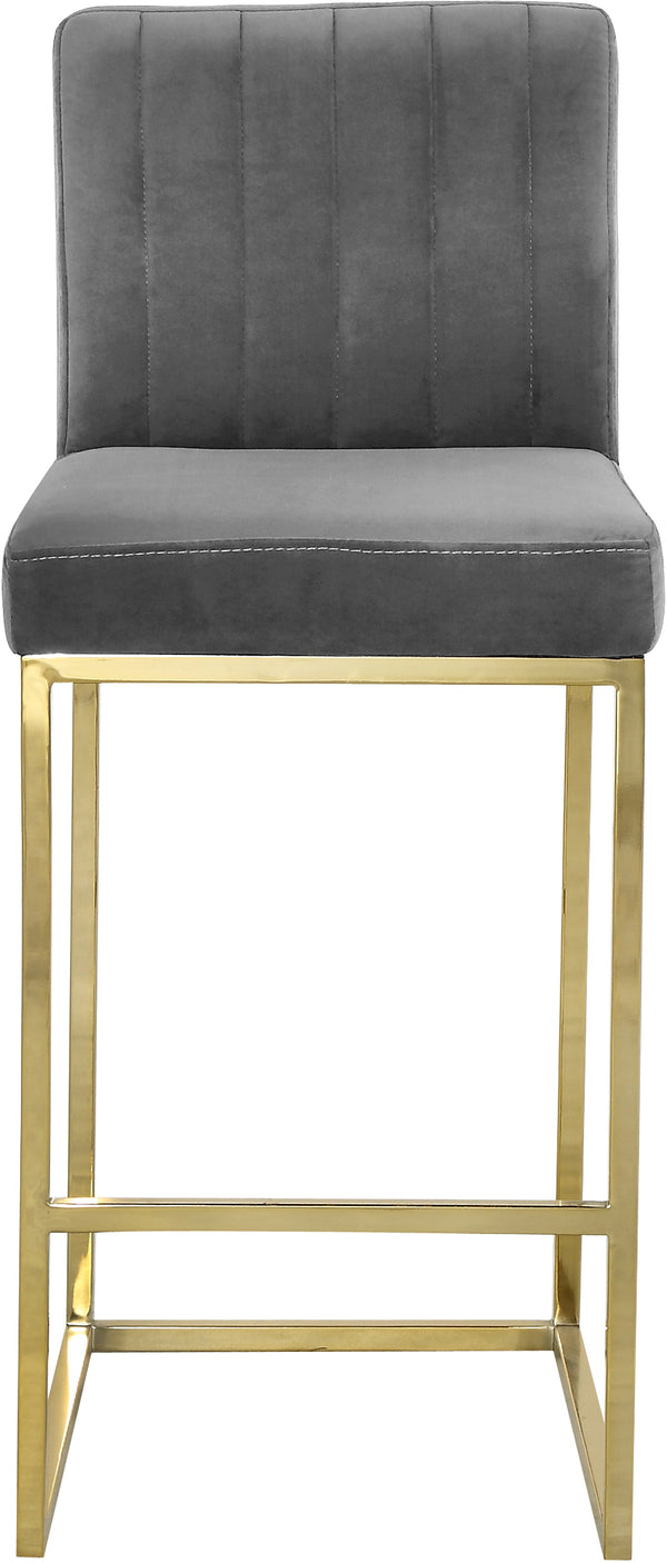 Giselle Velvet / Engineered Wood / Metal / Foam Contemporary Grey Velvet Stool - 16" W x 19" D x 37.5" H