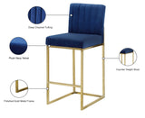 Giselle Velvet / Engineered Wood / Metal / Foam Contemporary Navy Velvet Stool - 16" W x 19" D x 37.5" H