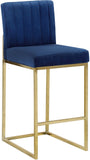 Giselle Velvet / Engineered Wood / Metal / Foam Contemporary Navy Velvet Stool - 16" W x 19" D x 37.5" H