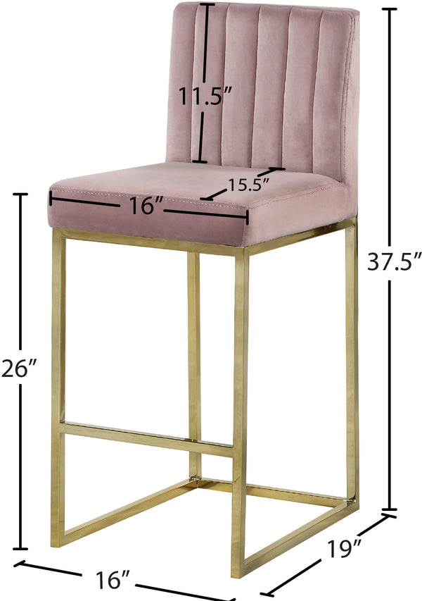 Giselle Velvet / Engineered Wood / Metal / Foam Contemporary Pink Velvet Stool - 16" W x 19" D x 37.5" H