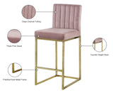 Giselle Velvet / Engineered Wood / Metal / Foam Contemporary Pink Velvet Stool - 16" W x 19" D x 37.5" H