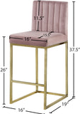Giselle Velvet / Engineered Wood / Metal / Foam Contemporary Pink Velvet Stool - 16" W x 19" D x 37.5" H