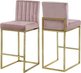 Giselle Velvet / Engineered Wood / Metal / Foam Contemporary Pink Velvet Stool - 16" W x 19" D x 37.5" H