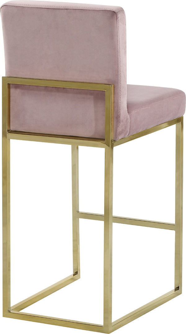 Giselle Velvet / Engineered Wood / Metal / Foam Contemporary Pink Velvet Stool - 16" W x 19" D x 37.5" H