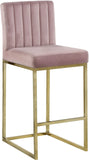 Giselle Velvet / Engineered Wood / Metal / Foam Contemporary Pink Velvet Stool - 16" W x 19" D x 37.5" H