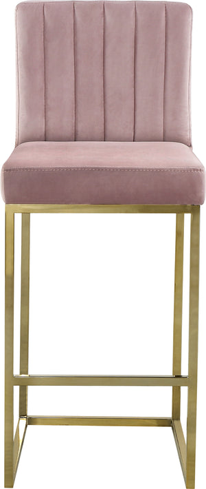 Giselle Velvet / Engineered Wood / Metal / Foam Contemporary Pink Velvet Stool - 16" W x 19" D x 37.5" H