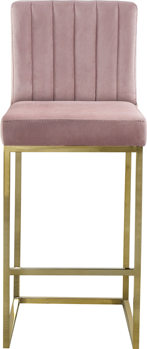 Giselle Velvet / Engineered Wood / Metal / Foam Contemporary Pink Velvet Stool - 16" W x 19" D x 37.5" H