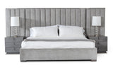 VIG Furniture Modrest Buckley - Modern Grey & Black Stainless Steel Bed w/ Nightstands VGVC2003-BED