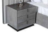 VIG Furniture Modrest Buckley - Modern Grey & Black Stainless Steel Bed w/ Nightstands VGVC2003-BED