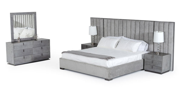 VIG Furniture Modrest Buckley - Grey & Black Stainless Steel Bedroom Set VGVC2003-SET