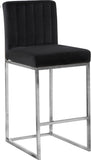 Giselle Velvet / Engineered Wood / Metal / Foam Contemporary Black Velvet Stool - 16" W x 19" D x 37.5" H