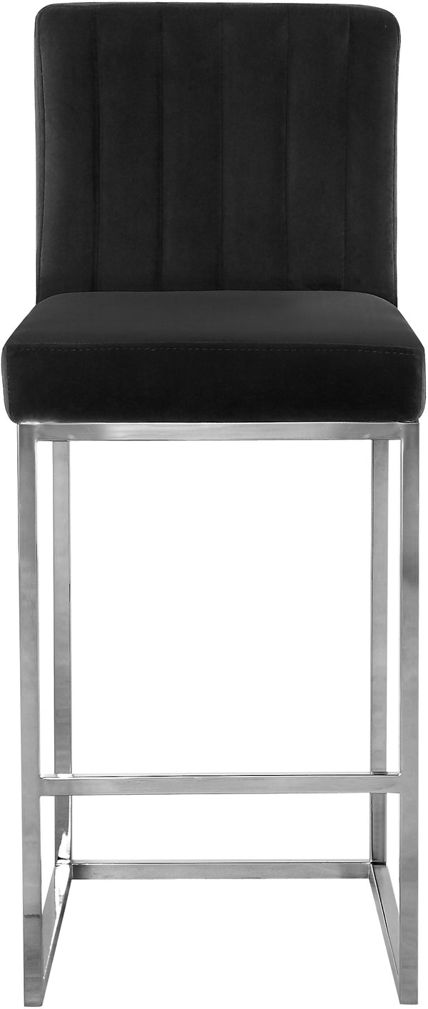 Giselle Velvet / Engineered Wood / Metal / Foam Contemporary Black Velvet Stool - 16" W x 19" D x 37.5" H