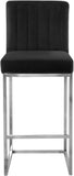 Giselle Velvet / Engineered Wood / Metal / Foam Contemporary Black Velvet Stool - 16" W x 19" D x 37.5" H