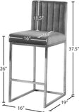 Giselle Velvet / Engineered Wood / Metal / Foam Contemporary Grey Velvet Stool - 16" W x 19" D x 37.5" H